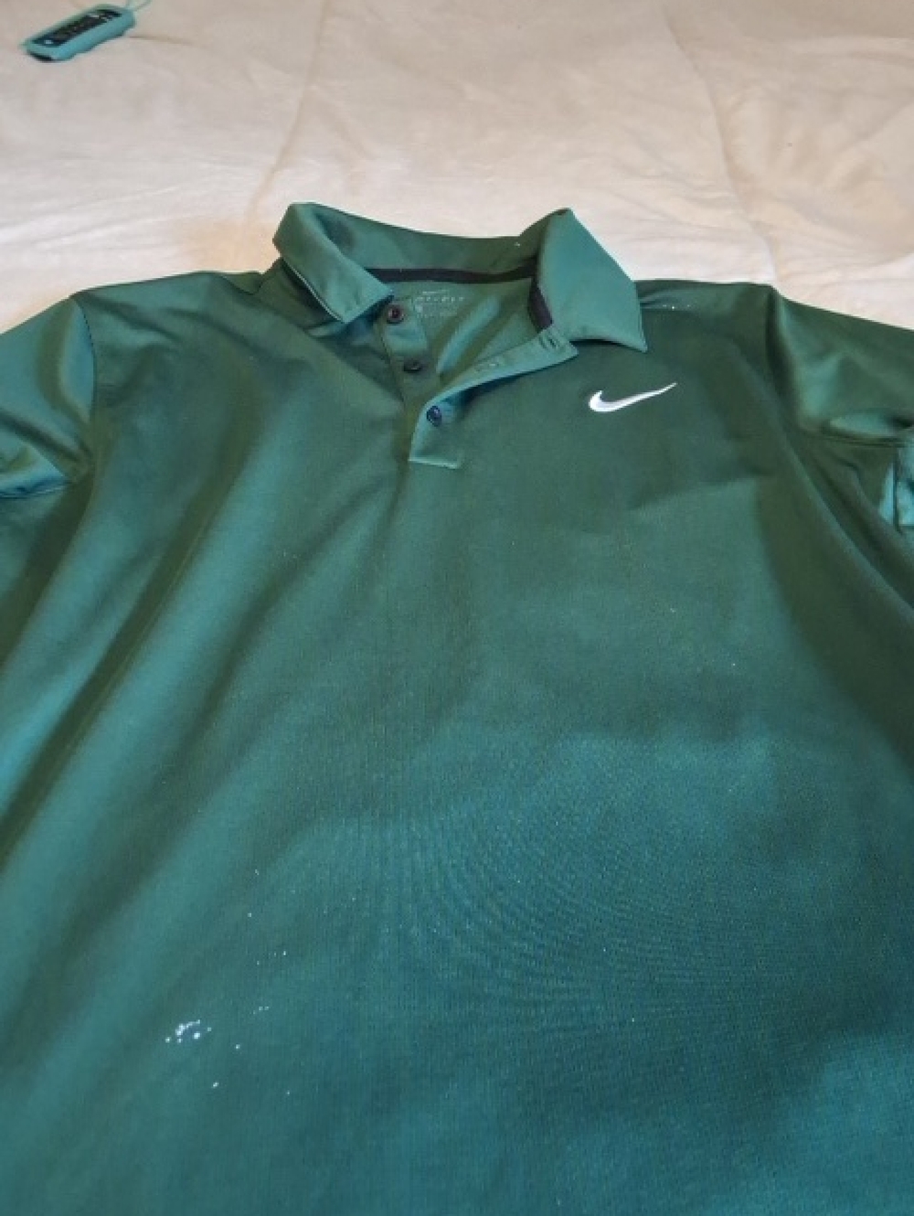 Nike Men's Dark Green Polo with White Swoosh